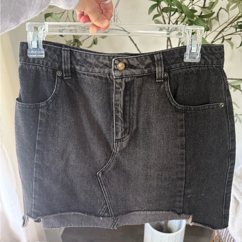 American Threads Black Denim Mini Skirt